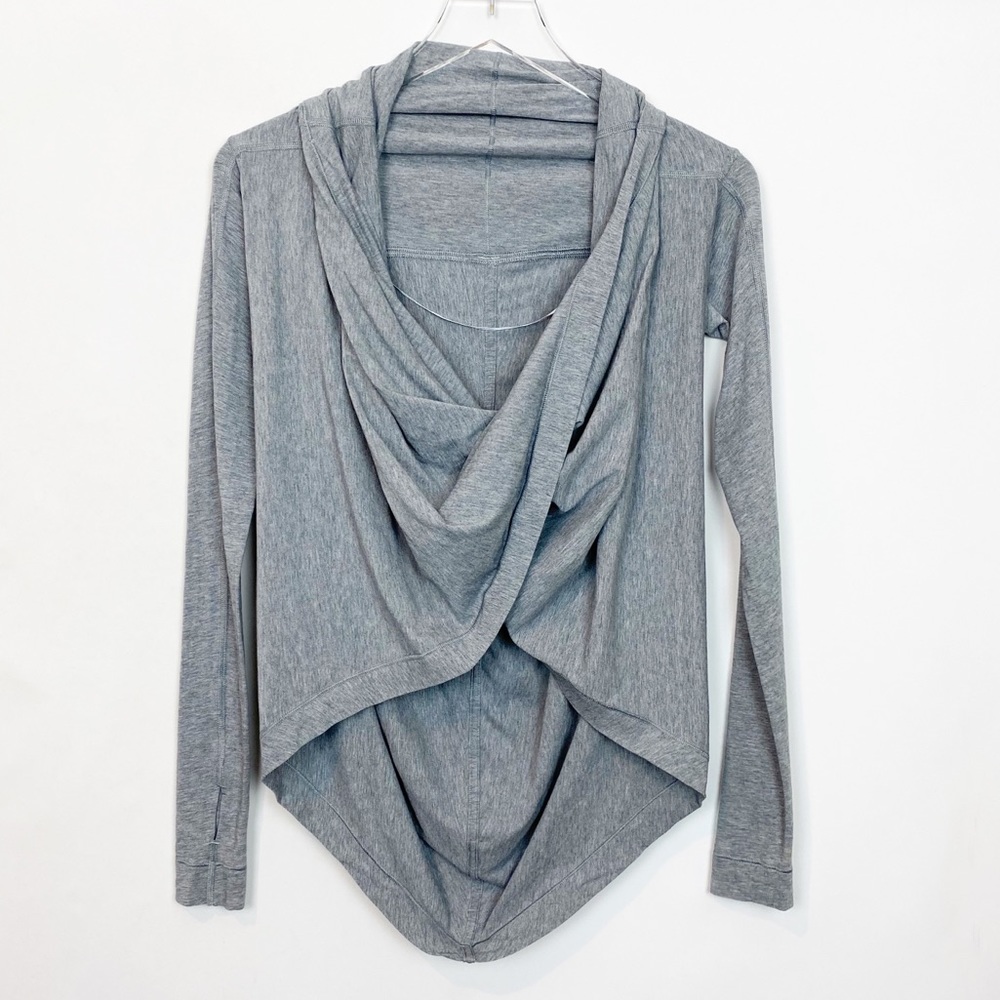 lululemon athletica Draped Open-Front Long Sleeve Top in Heather Gray
